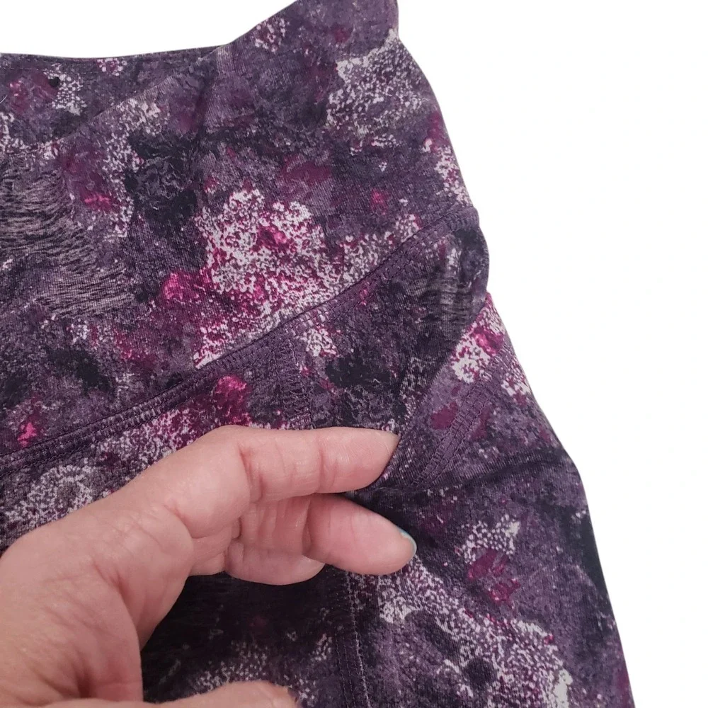 Champion High Waist Cropped Leggings Womens Purple 2X Floral Stretch Yoga Gym‎